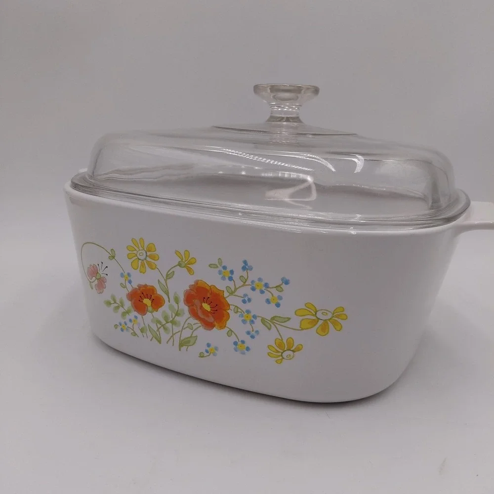 Corning Ware Wildflower Poppy A-5-B 5 QT Casserole & Lid PYREX Country Cottage
